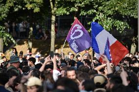 New Popular Front election night after the 2nd tour of legislative elections in Paris FA