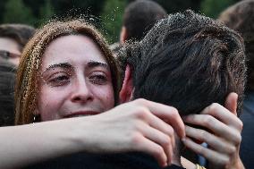 Celebration of New Popular Front after the 2nd tour of legislative elections in Paris FA