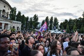 Celebration of New Popular Front after the 2nd tour of legislative elections in Paris FA