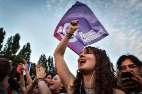 Celebration of New Popular Front after the 2nd tour of legislative elections in Paris FA