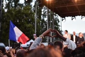 Celebration of New Popular Front after the 2nd tour of legislative elections in Paris FA