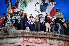 Rally following results of the second round of France's legislative election at Place de la Republique - Paris