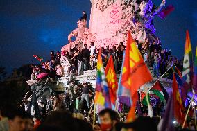 Rally following results of the second round of France's legislative election at Place de la Republique - Paris