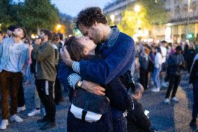 Place de la Republique Gathering during the Legislative Election Results - Paris