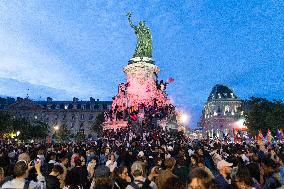 Place de la Republique Gathering during the Legislative Election Results - Paris