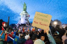 Place de la Republique Gathering during the Legislative Election Results - Paris