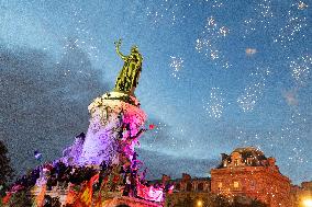 Place de la Republique Gathering during the Legislative Election Results - Paris