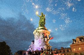 Place de la Republique Gathering during the Legislative Election Results - Paris