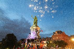 Place de la Republique Gathering during the Legislative Election Results - Paris