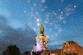 Place de la Republique Gathering during the Legislative Election Results - Paris