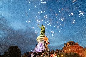 Place de la Republique Gathering during the Legislative Election Results - Paris