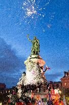Place de la Republique Gathering during the Legislative Election Results - Paris