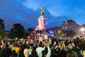 Place de la Republique Gathering during the Legislative Election Results - Paris
