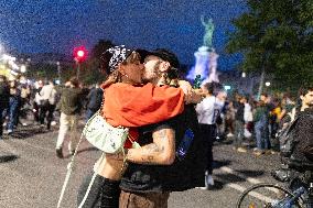 Place de la Republique Gathering during the Legislative Election Results - Paris