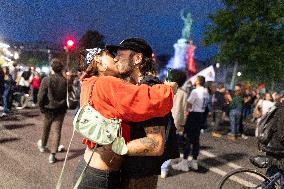 Place de la Republique Gathering during the Legislative Election Results - Paris
