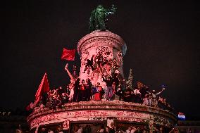 Celebration of New Popular Front after the 2nd tour of legislative elections in Paris FA