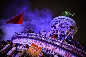 Celebration of New Popular Front after the 2nd tour of legislative elections in Paris FA