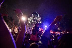 Celebration of New Popular Front after the 2nd tour of legislative elections in Paris FA