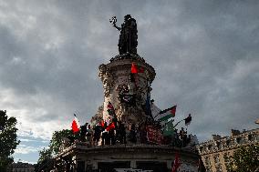 People Gather During An Election Night In Paris, France