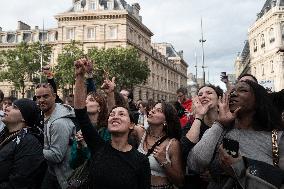 People Gather During An Election Night In Paris, France