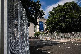The Security Fence Surrounds The NATO Summit Venue, Washington DC, USA