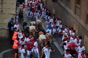 Six Injured In The Second Running Of The Bulls Of Sanfermines