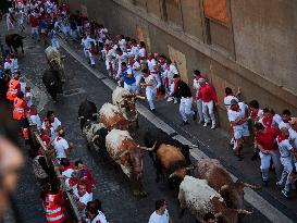 Six Injured In The Second Running Of The Bulls Of Sanfermines