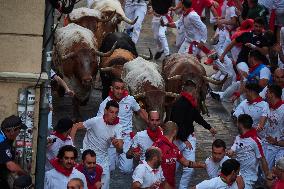 Six Injured In The Second Running Of The Bulls Of Sanfermines
