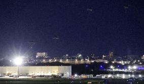 Parachuting drill at U.S. Air Force base in Okinawa