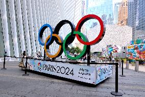 Olympic Rings At North Oculus Plaza - NYC