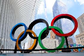 Olympic Rings At North Oculus Plaza - NYC
