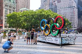Olympic Rings At North Oculus Plaza - NYC
