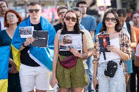 Protest By The Ukrainian Community In Barcelona