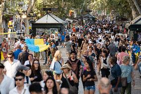 Protest By The Ukrainian Community In Barcelona