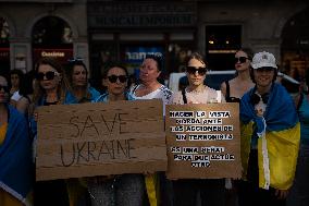 Protest By The Ukrainian Community In Barcelona