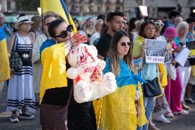 Protest By The Ukrainian Community In Barcelona