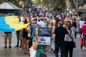 Protest By The Ukrainian Community In Barcelona