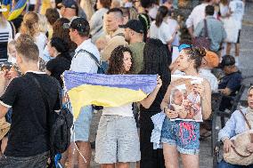 Protest By The Ukrainian Community In Barcelona