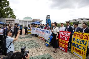 Rally By The Korea Federation Of Journalists To Stop The Broadcasting Law In Seoul