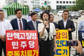 Rally By The Korea Federation Of Journalists To Stop The Broadcasting Law In Seoul