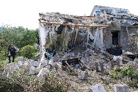 Russian missile attack damages houses in Kyivs Sviatoshynskyi districtRussian missile attack damages houses in Kyivs Sviatoshyns