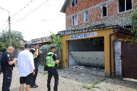 Russian missile attack damages houses in Kyivs Sviatoshynskyi districtRussian missile attack damages houses in Kyivs Sviatoshyns