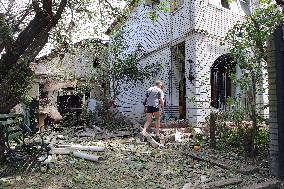 Russian missile attack damages houses in Kyivs Sviatoshynskyi districtRussian missile attack damages houses in Kyivs Sviatoshyns