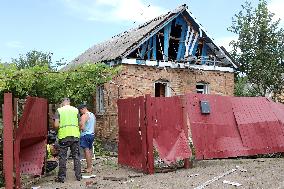 Russian missile attack damages houses in Kyivs Sviatoshynskyi districtRussian missile attack damages houses in Kyivs Sviatoshyns