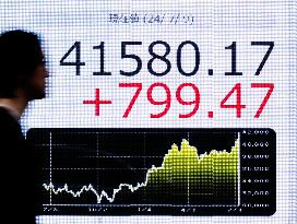 Nikkei ends at new record high