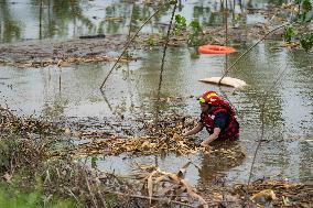 (SpotNews)CHINA-HUNAN-DONGTING LAKE-FLOODWATER-DRAINAGE (CN)