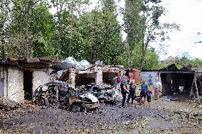 Aftermath of Russian missile attack in Kyivs Holosiivskyi district