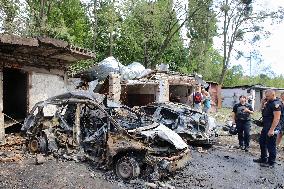 Aftermath of Russian missile attack in Kyivs Holosiivskyi district