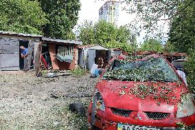 Aftermath of Russian missile attack in Kyivs Holosiivskyi district