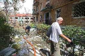 Aftermath of Russian missile attack in Kyivs Holosiivskyi district